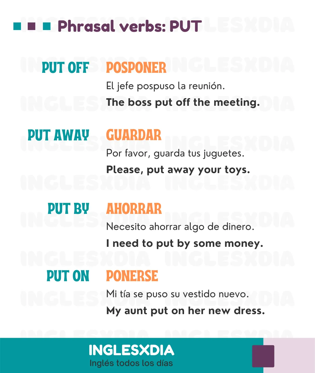 Phrasal verb Put