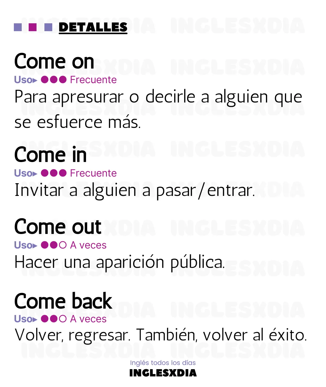 Phrasal verb Come (336)