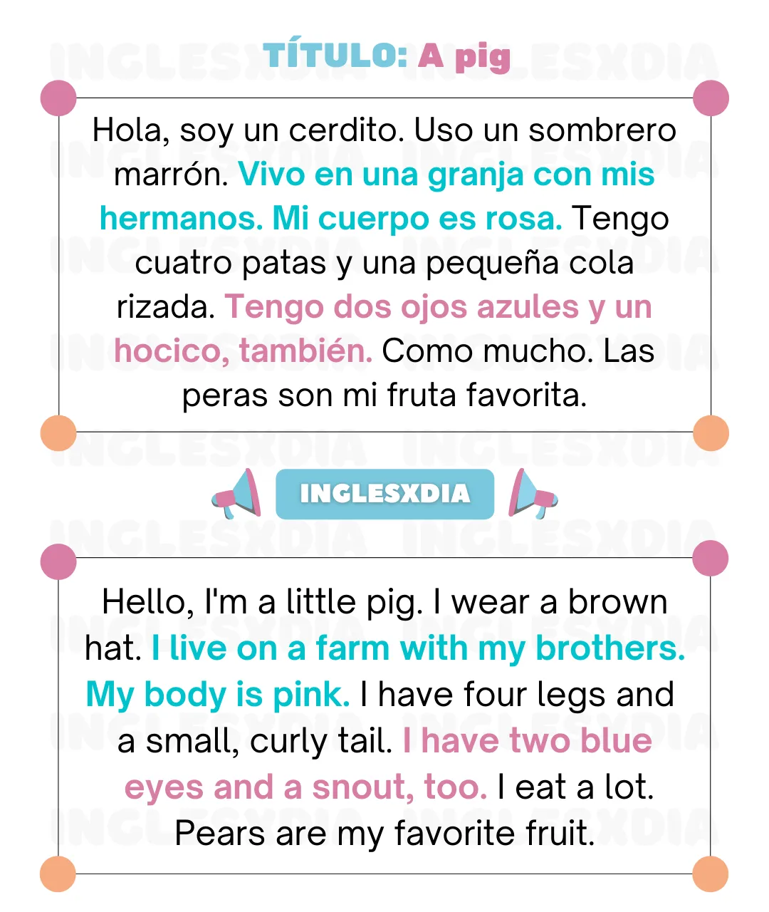 Curso de inglés en línea Lectura corta · A pig