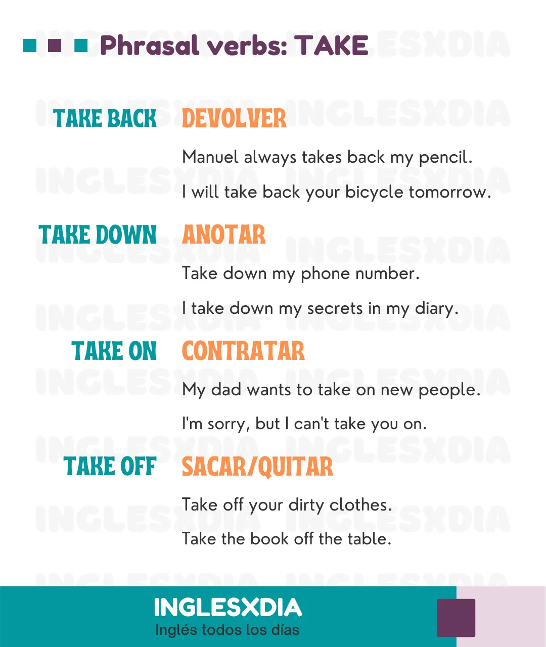 Phrasal verb Take