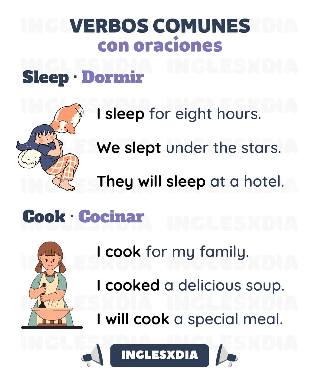 Tiempos verbales: sleep/cook