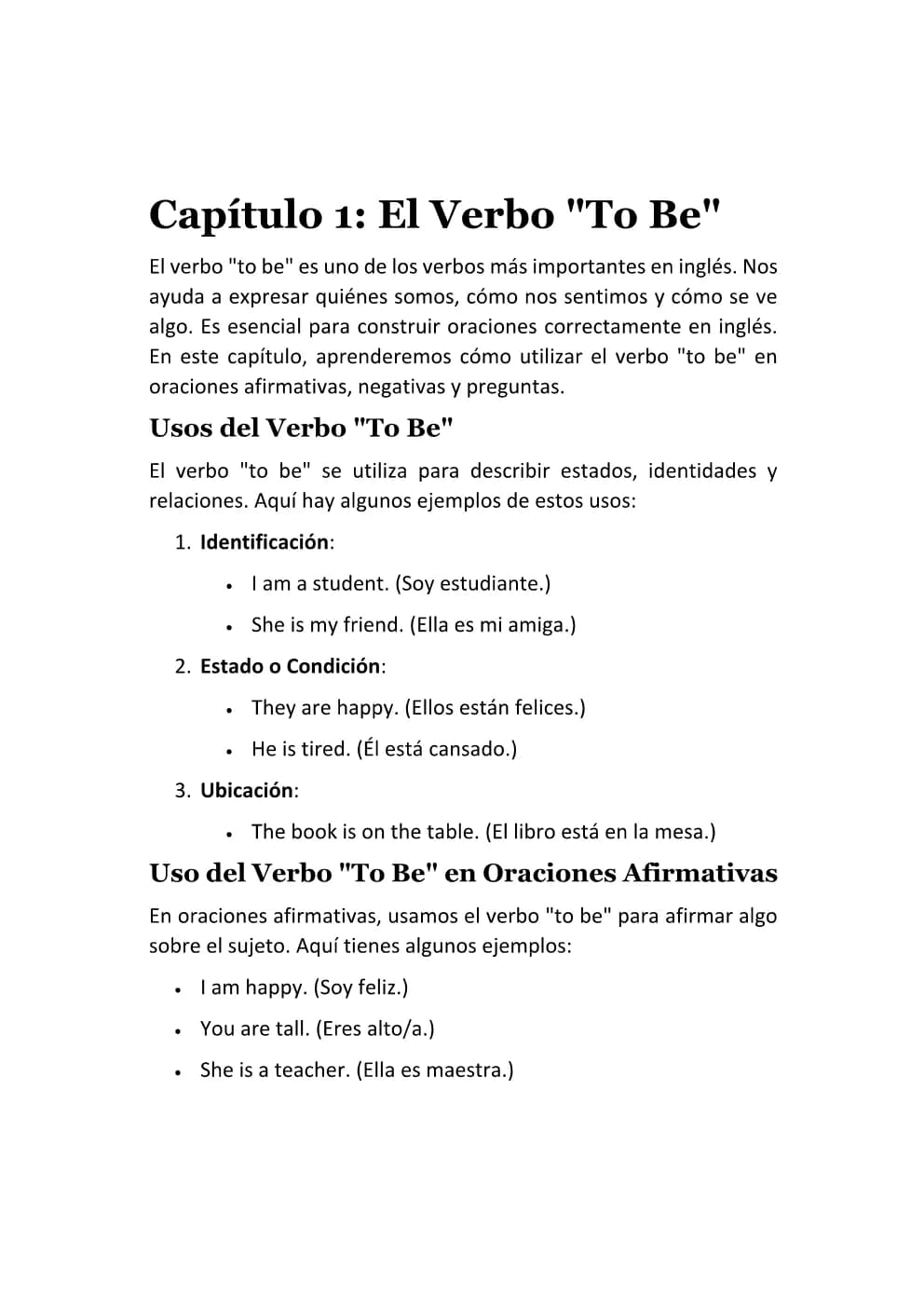 El verbo To Be