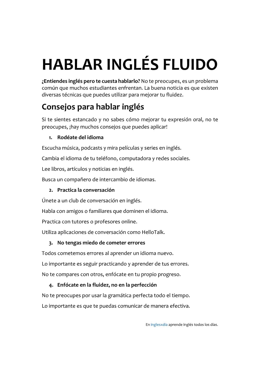 Hablar inglés fluido