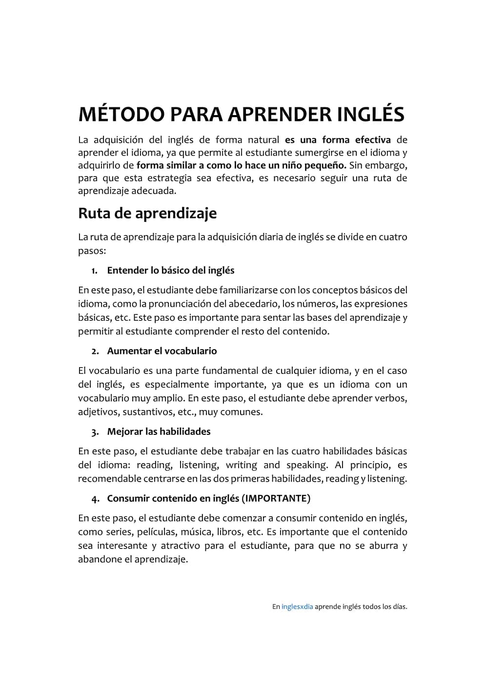 Aprende inglés como un niño