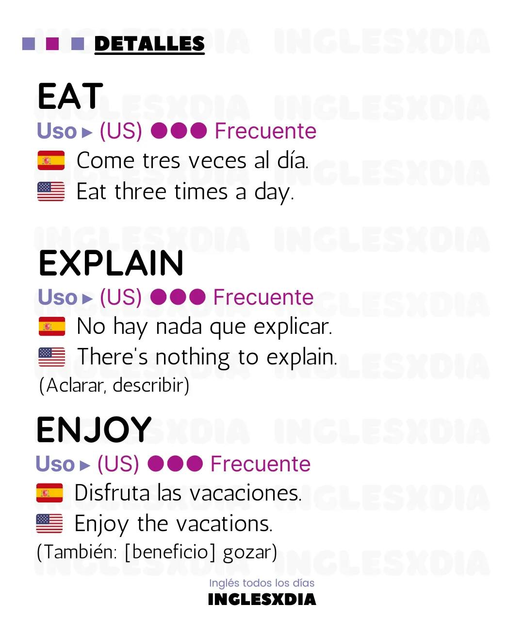 Lista de verbos con e en inglés · Pronunciación y oraciones