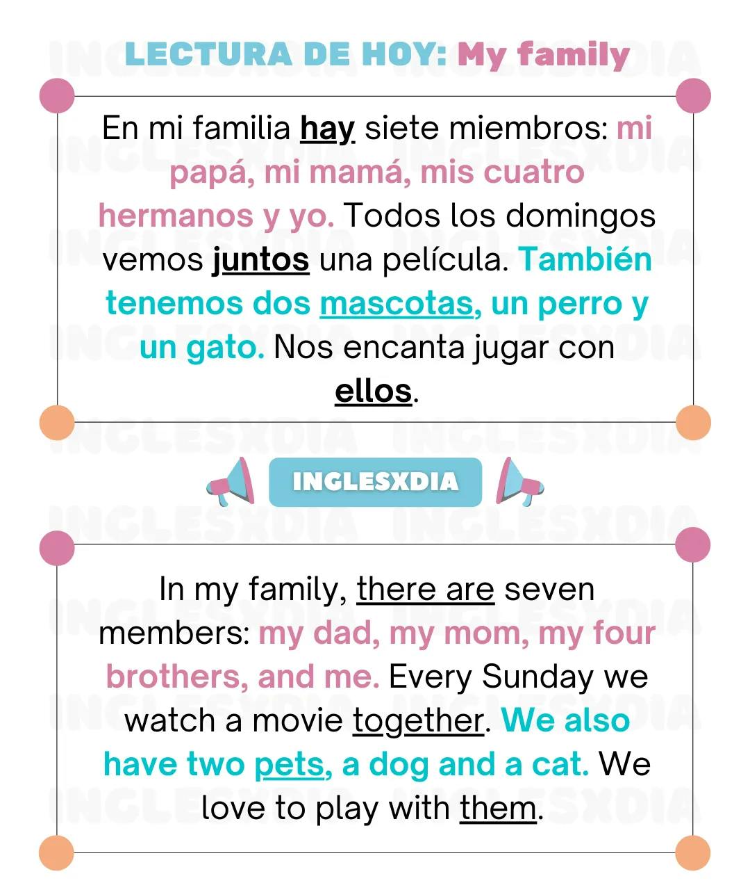 Curso de inglés en línea · Lectura corta · My family