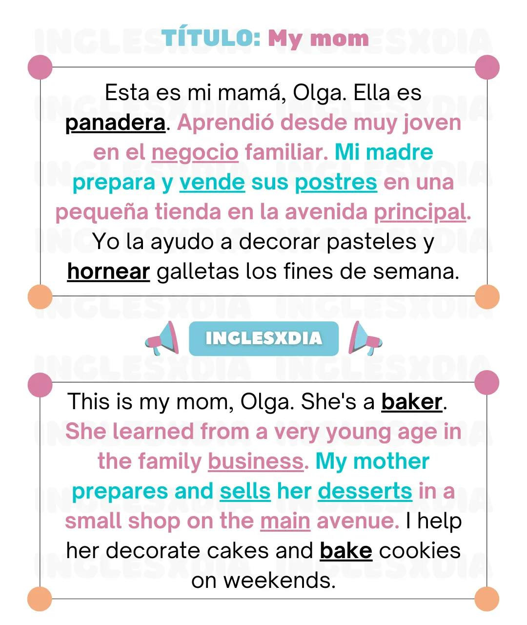 Curso de inglés en línea: Lectura corta · My mom