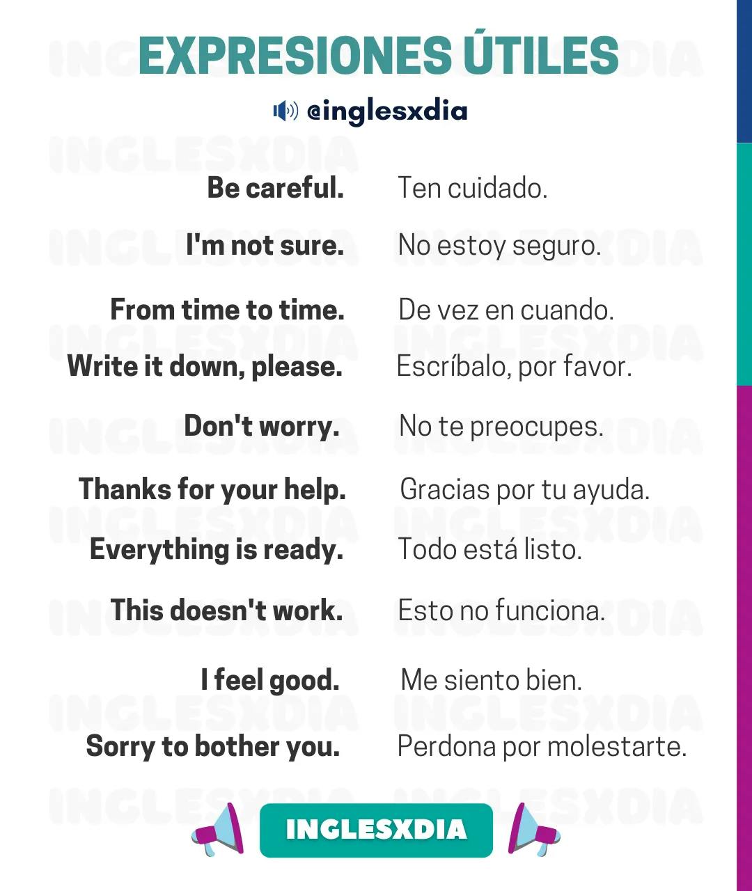 Curso de inglés en línea: frases en inglés y español · Don't worry...