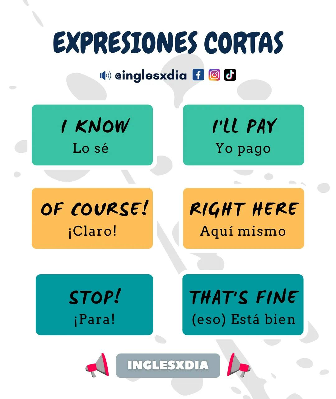 Curso de inglés en línea: frases en inglés y español cortas · Stop, I know, of course...