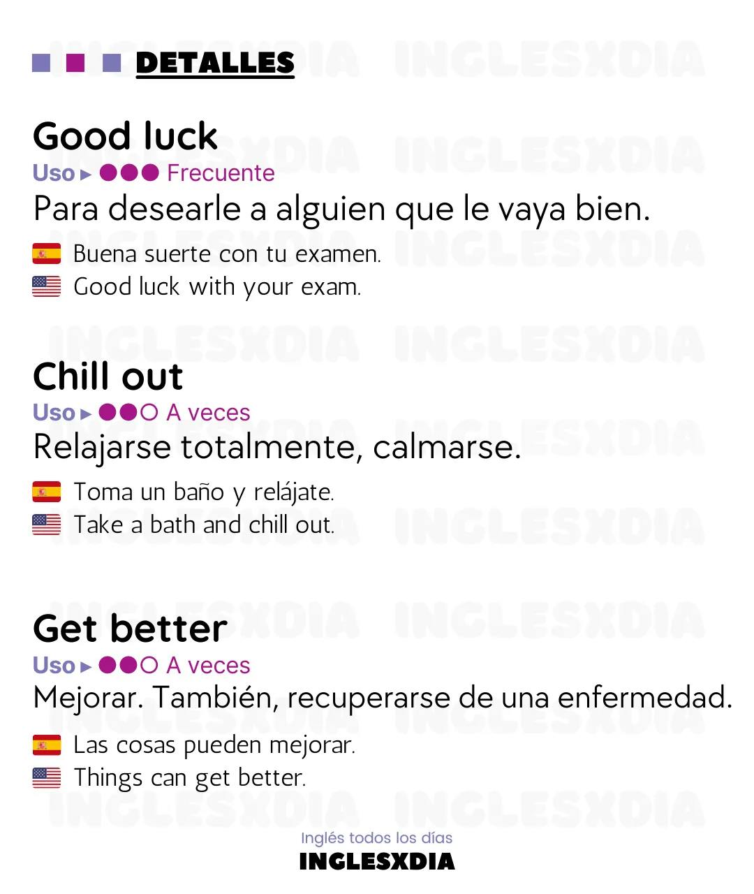 Curso de inglés en línea: frases en inglés y español cortas · Get out, get better...