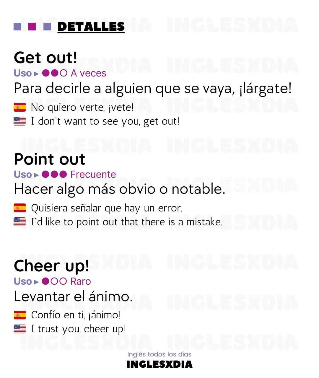 Curso de inglés en línea: frases en inglés y español cortas · Get out, get better...