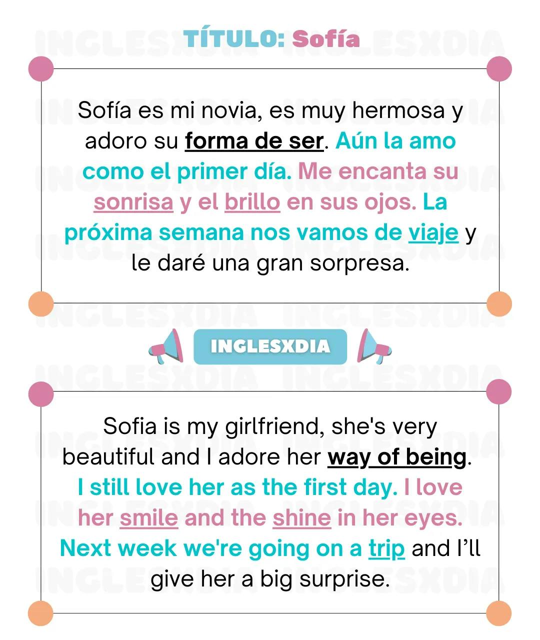Curso de inglés en línea: Lectura corta · My girlfriend Sofía