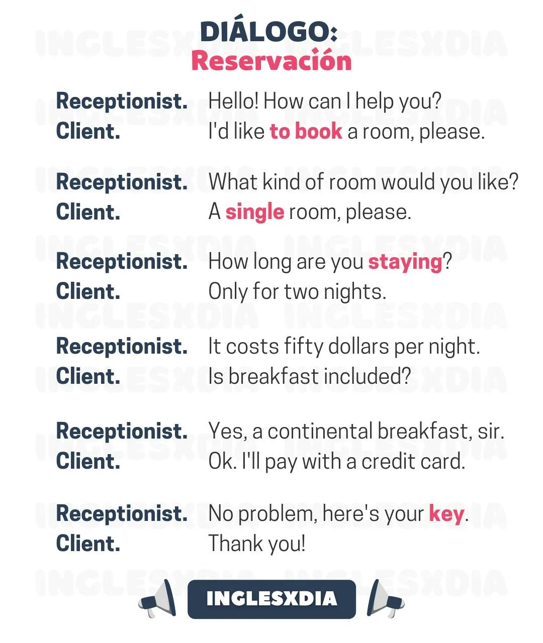 Curso de inglés en línea: conversación de reservación de hotel