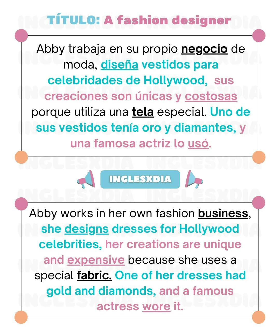Curso de inglés en línea: Lectura corta · A fashion designer