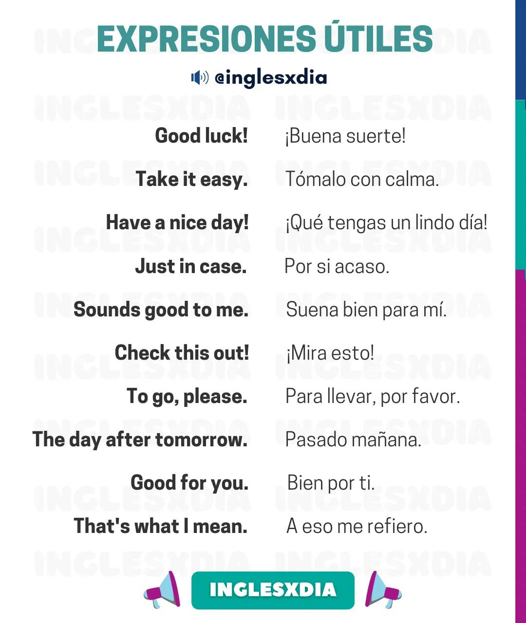 Curso de inglés en línea: frases en inglés y español · Good luck, take it easy...