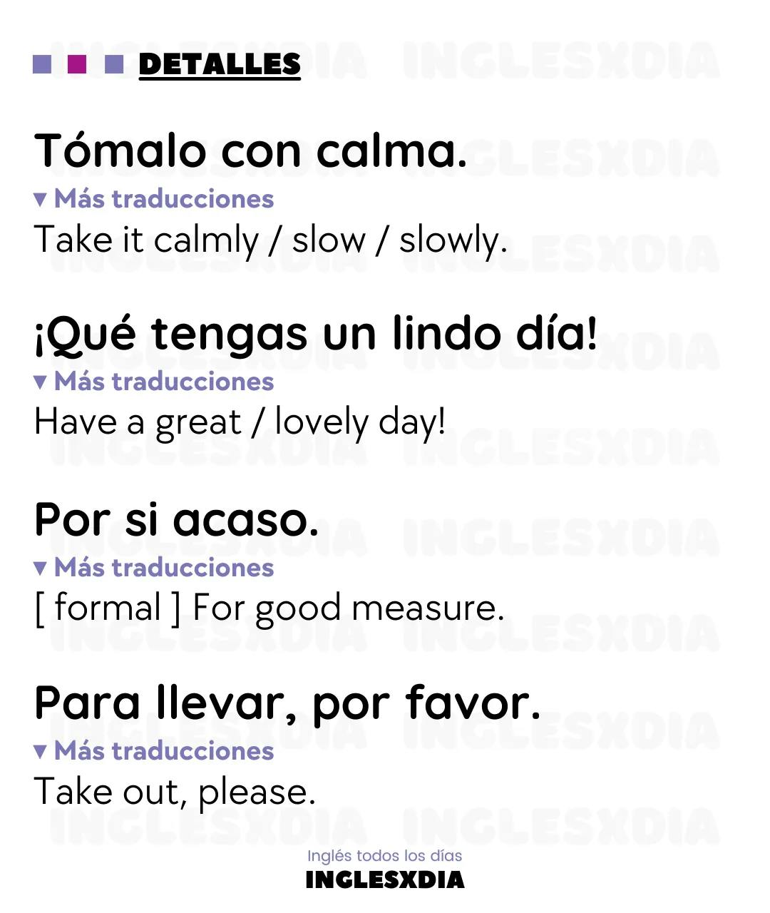 Curso de inglés en línea: frases en inglés y español · Good luck, take it easy...
