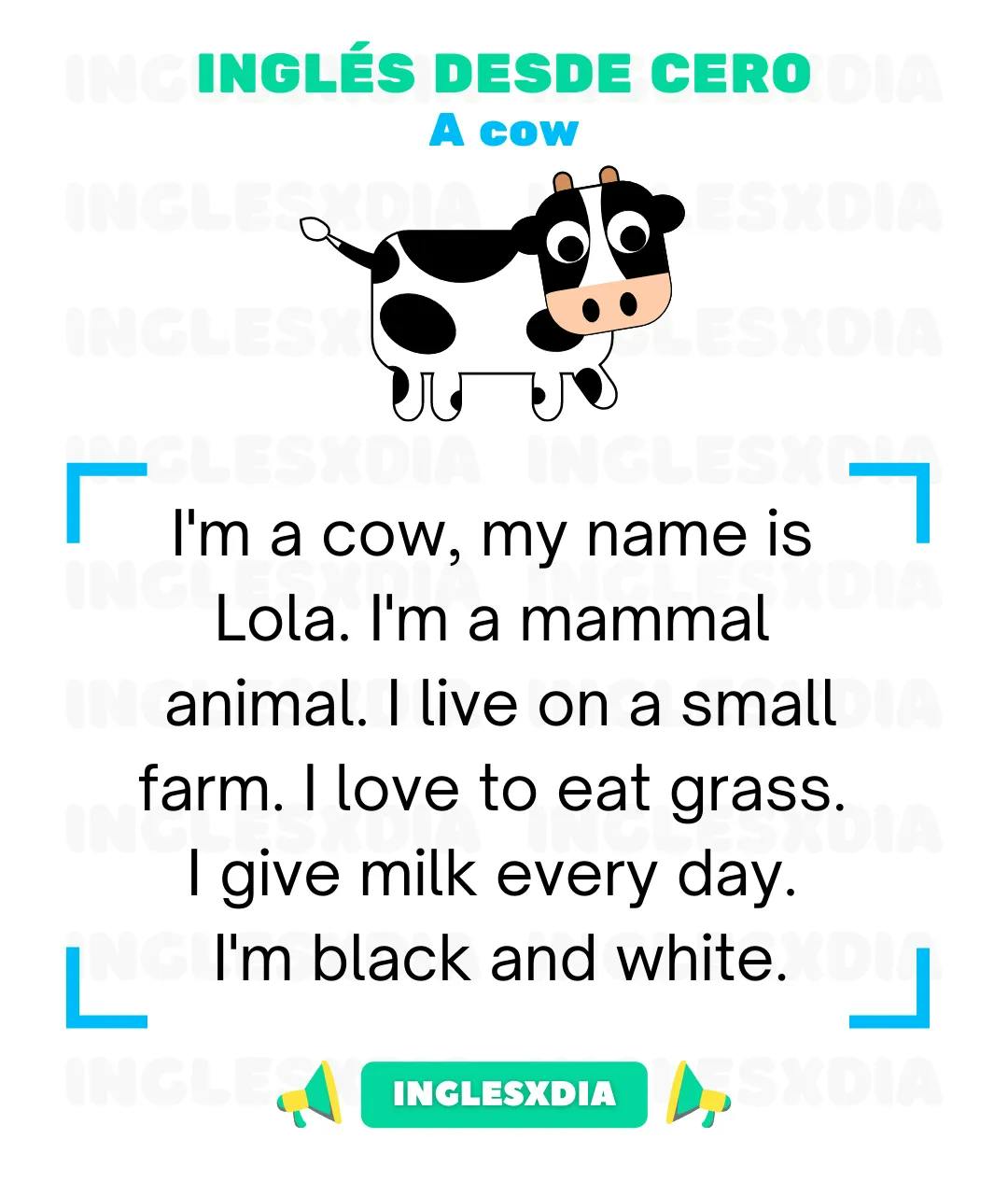 Curso de inglés en línea: Lectura básica · A cow