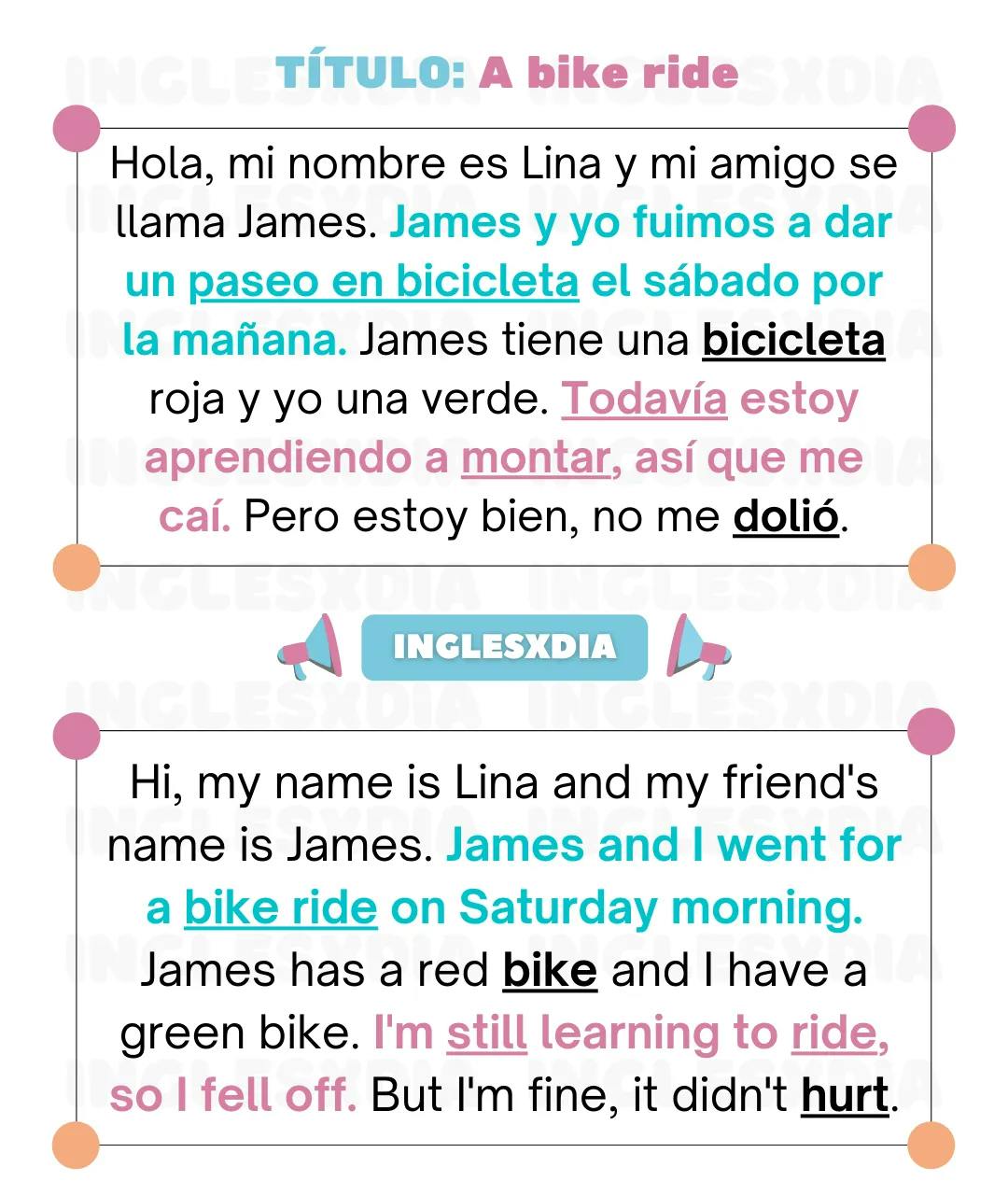 Curso de inglés en línea: Lectura corta · A ride bike