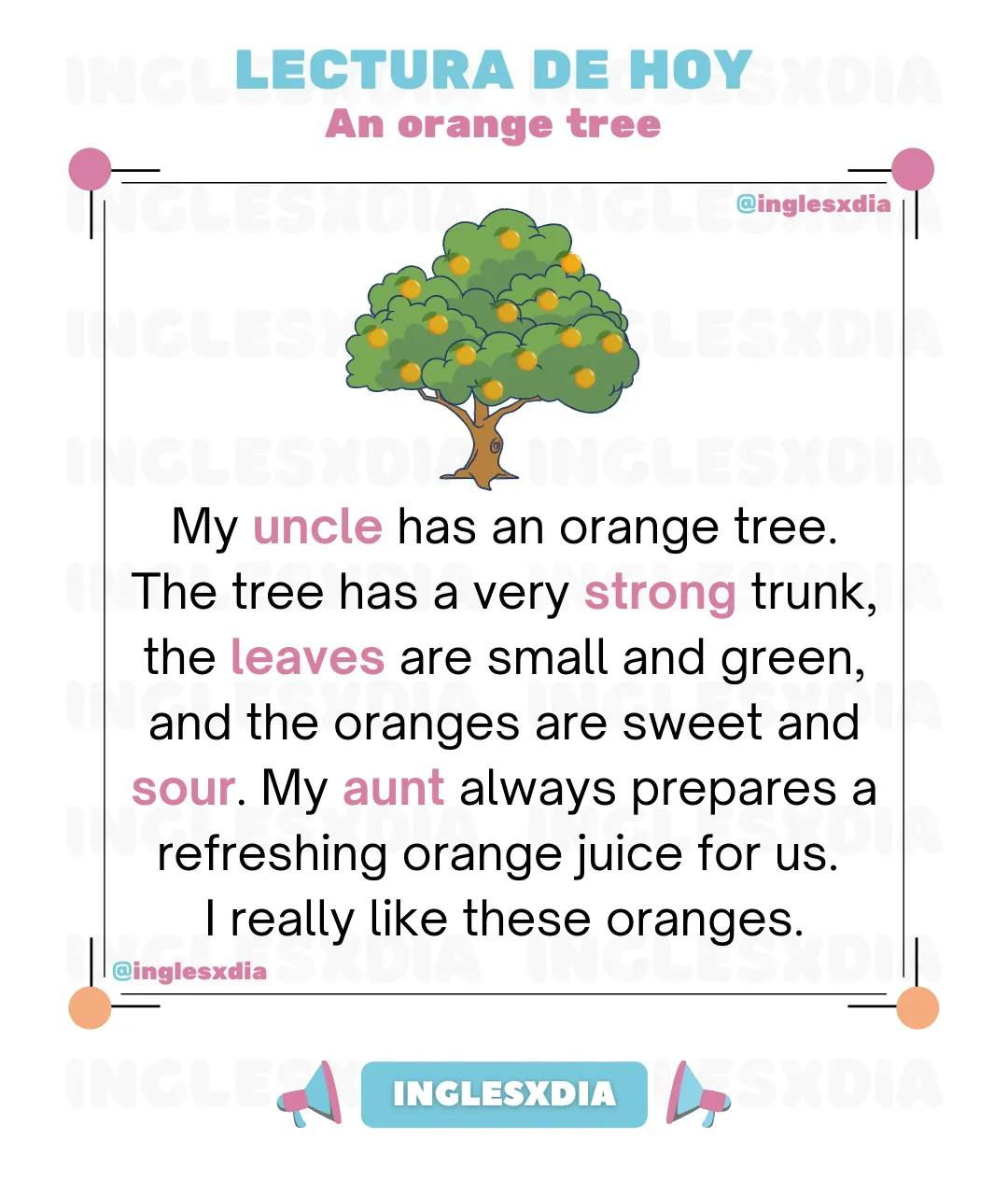 Curso de inglés en línea: Lectura corta · An orange tree