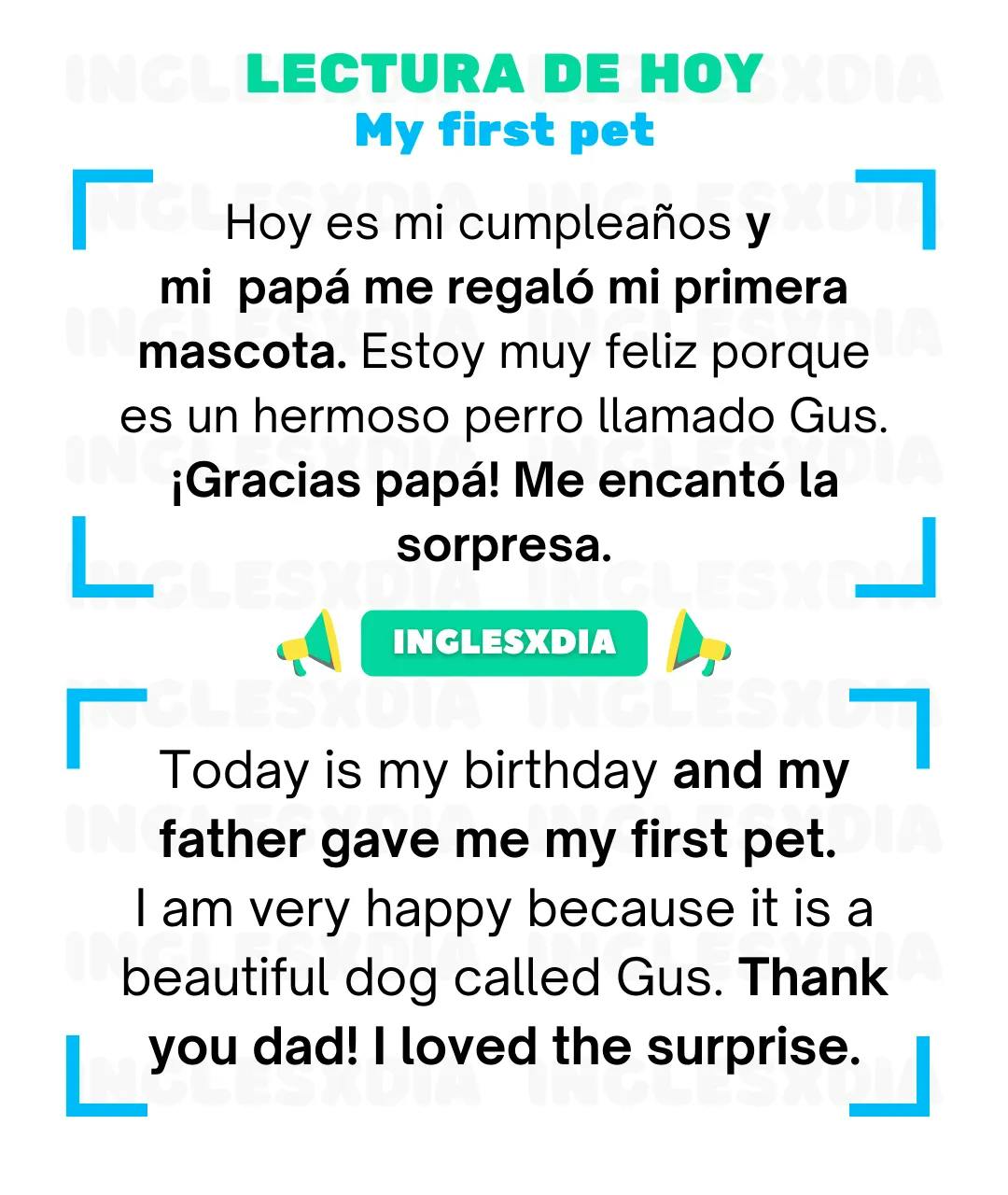 Curso de inglés en línea: Lectura básica · My First Pet