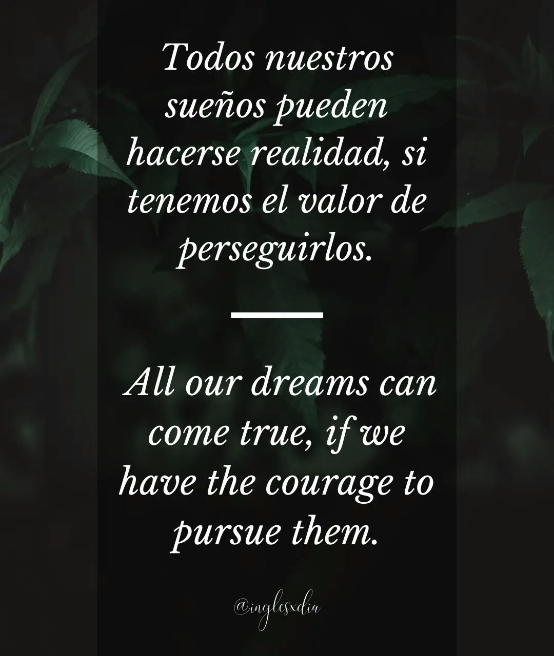 Frases motivadoras en inglés: All our dreams can come true, if we have the courage to pursue them.