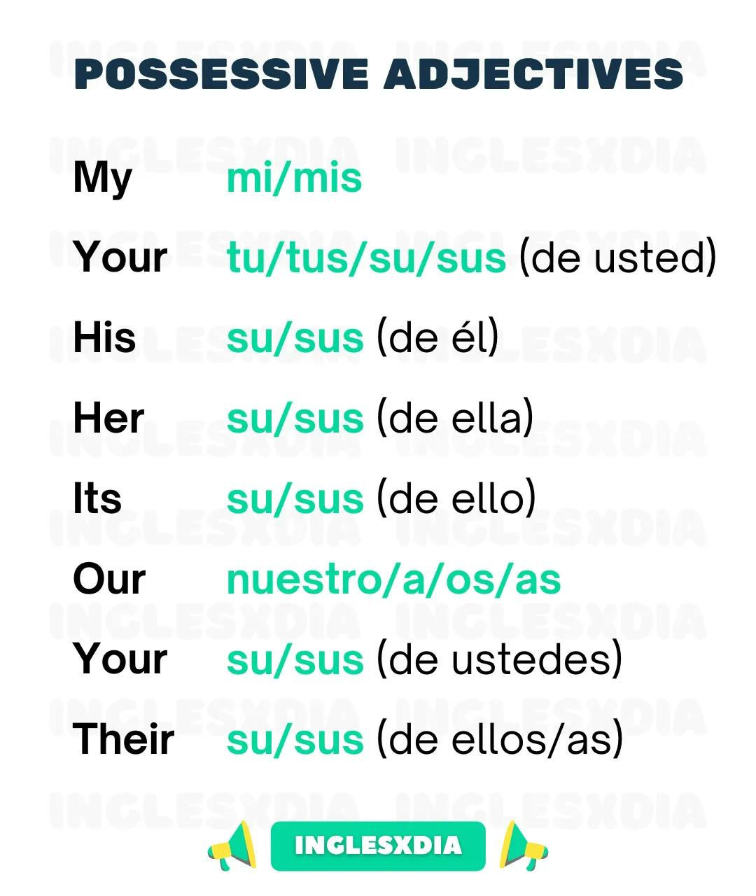 Curso de inglés en línea: adjetivos posesivos en inglés