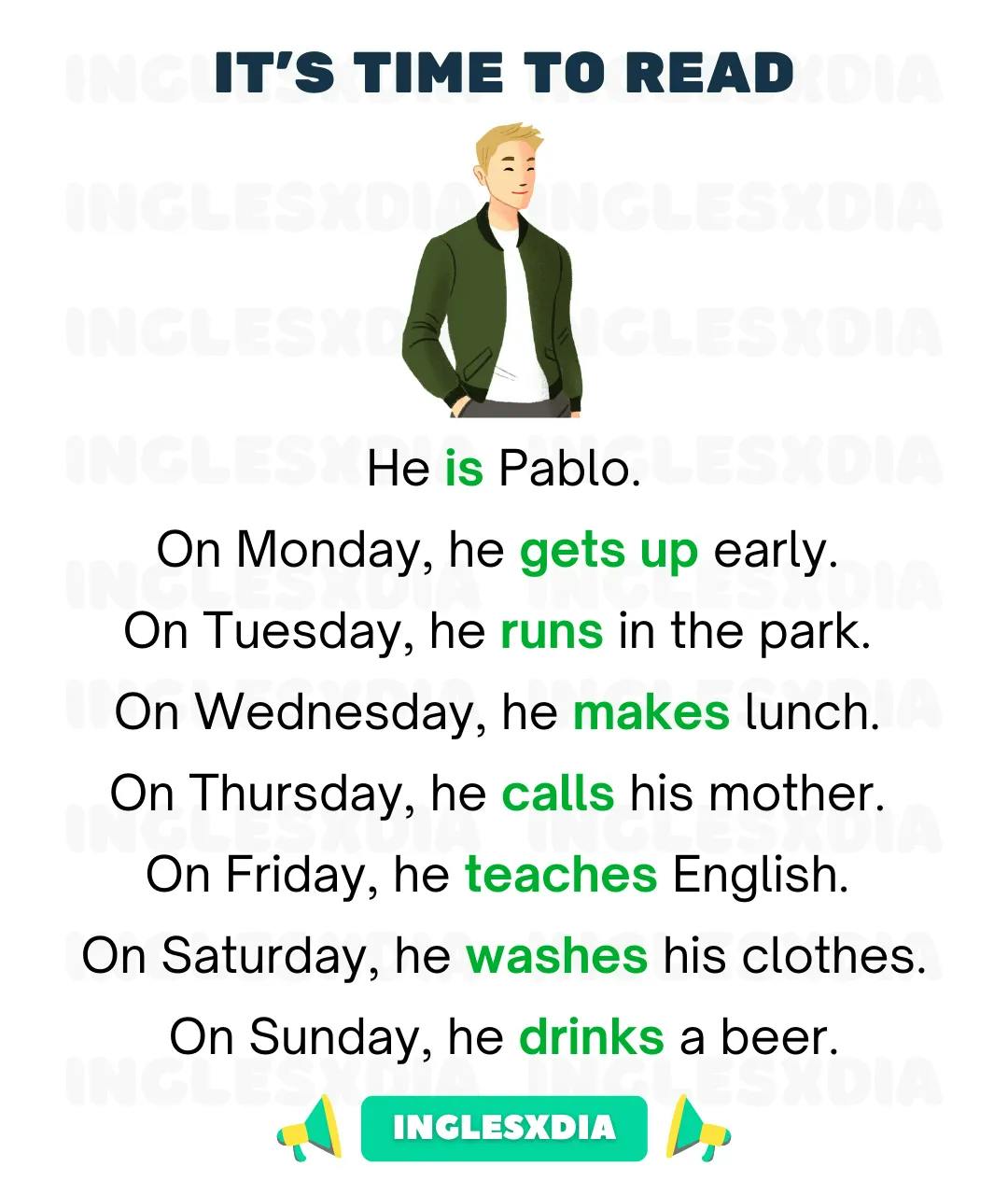 Curso de inglés en línea: Lectura básica · He is Pablo