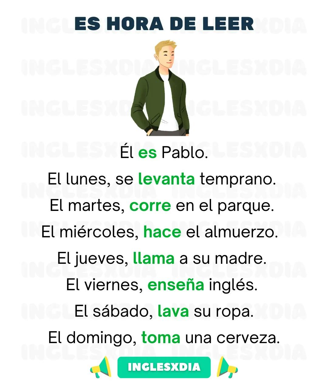 Curso de inglés en línea: Lectura básica · He is Pablo