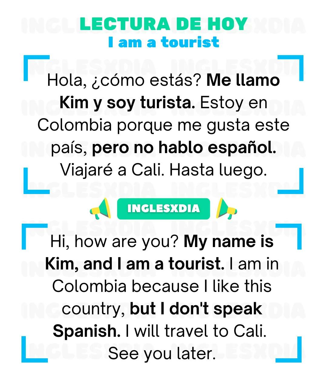 Curso de inglés en línea: Lectura básica · I am a tourist