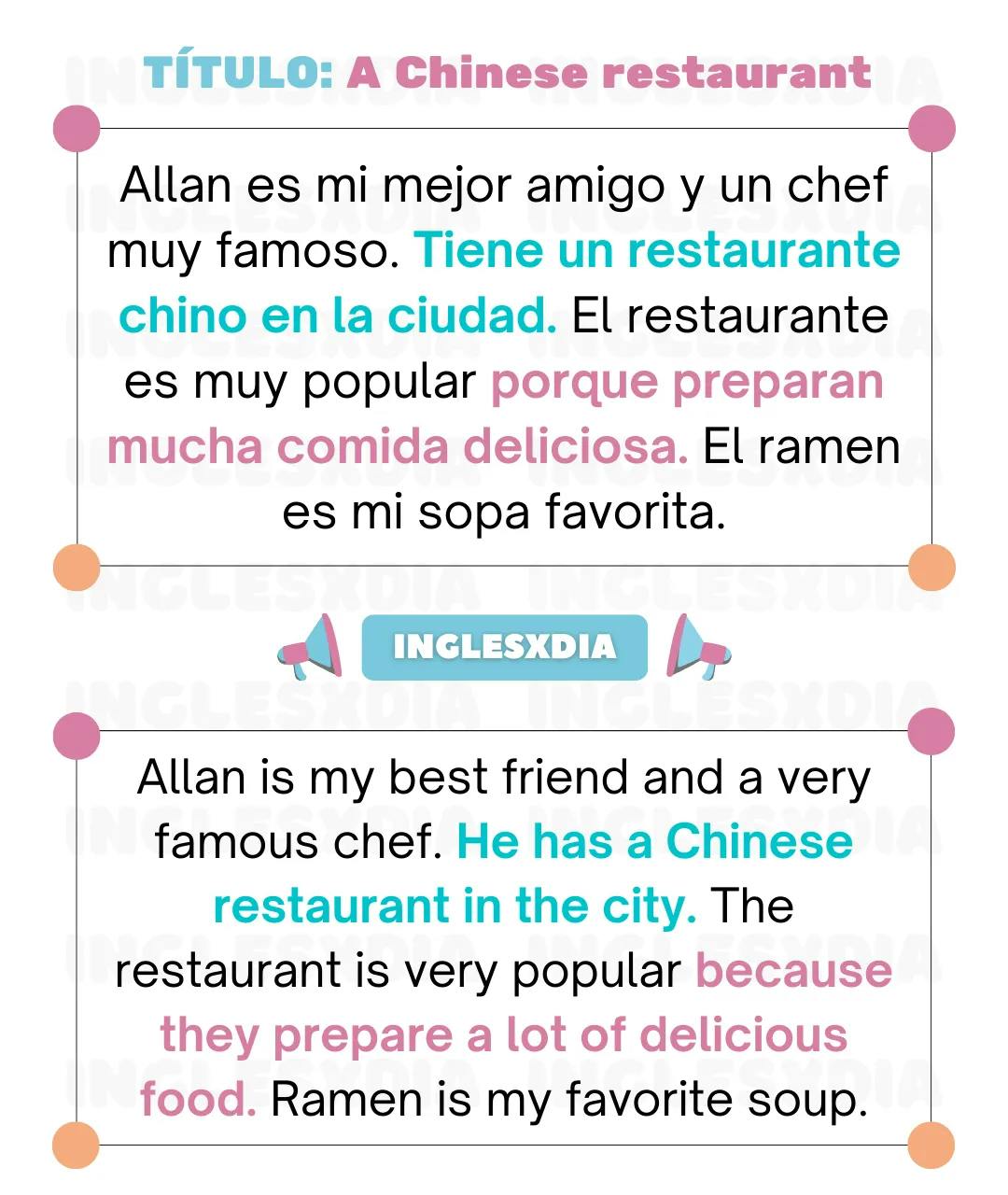 Curso de inglés en línea: Lectura corta · A Chinese restaurant