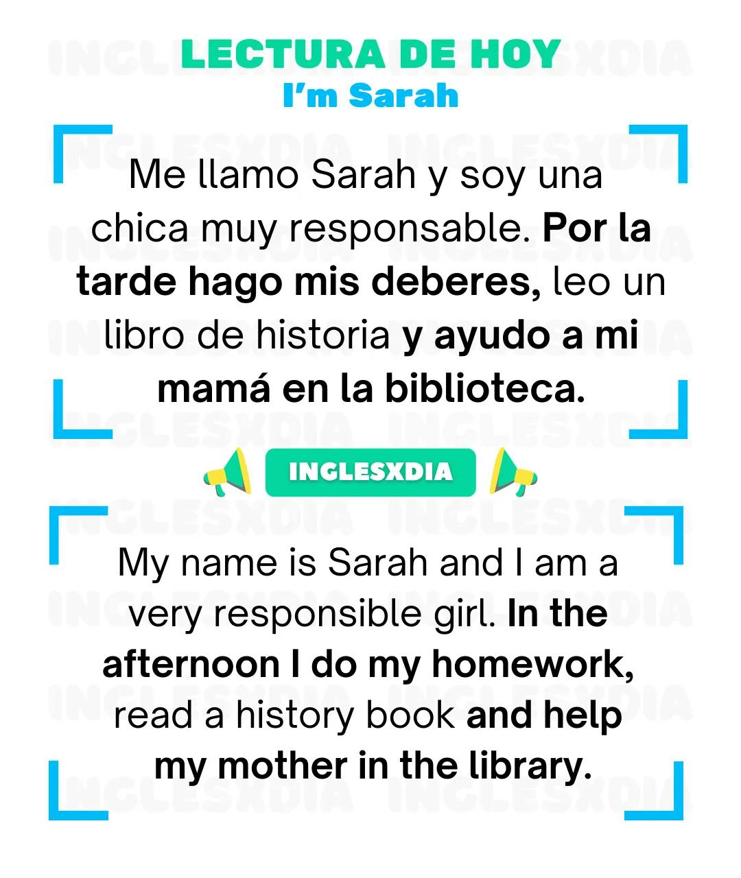Curso de inglés en línea: Lectura básica · I am Sarah