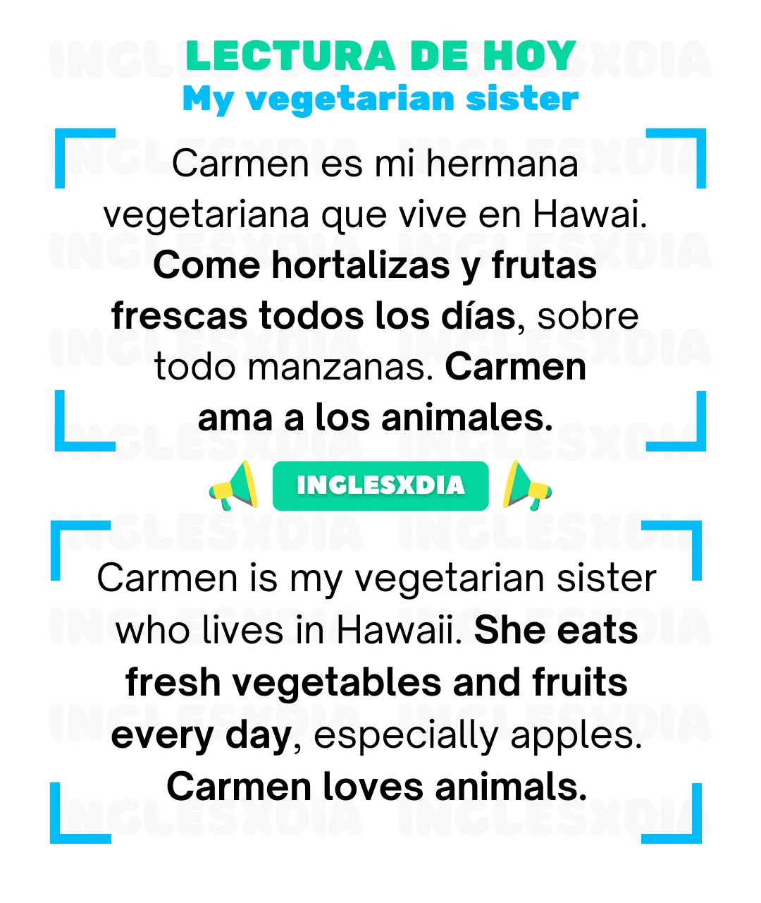Curso de inglés en línea: Lectura básica · My vegetarian sister