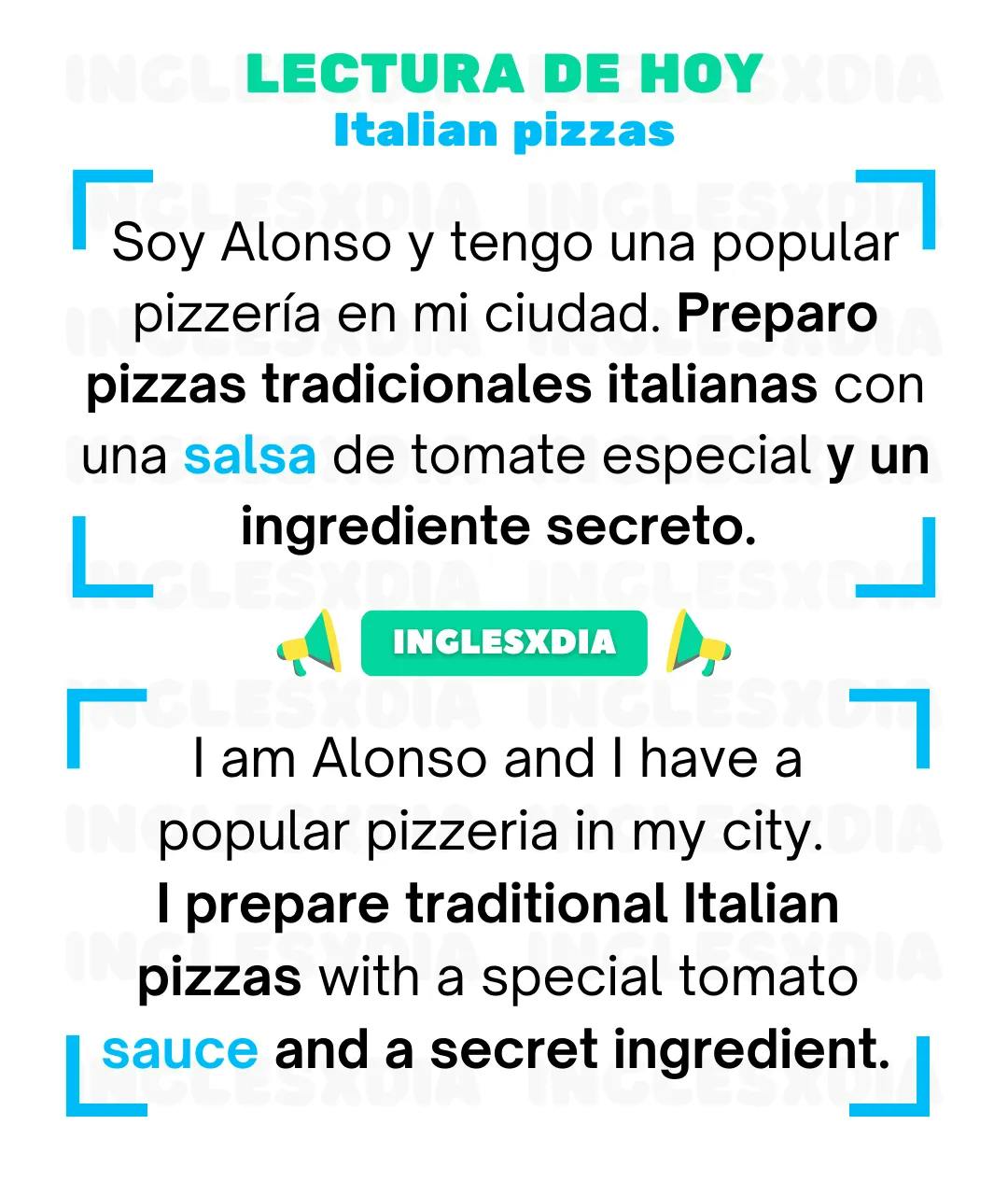 Curso de inglés en línea: Lectura básica · Italian pizzas