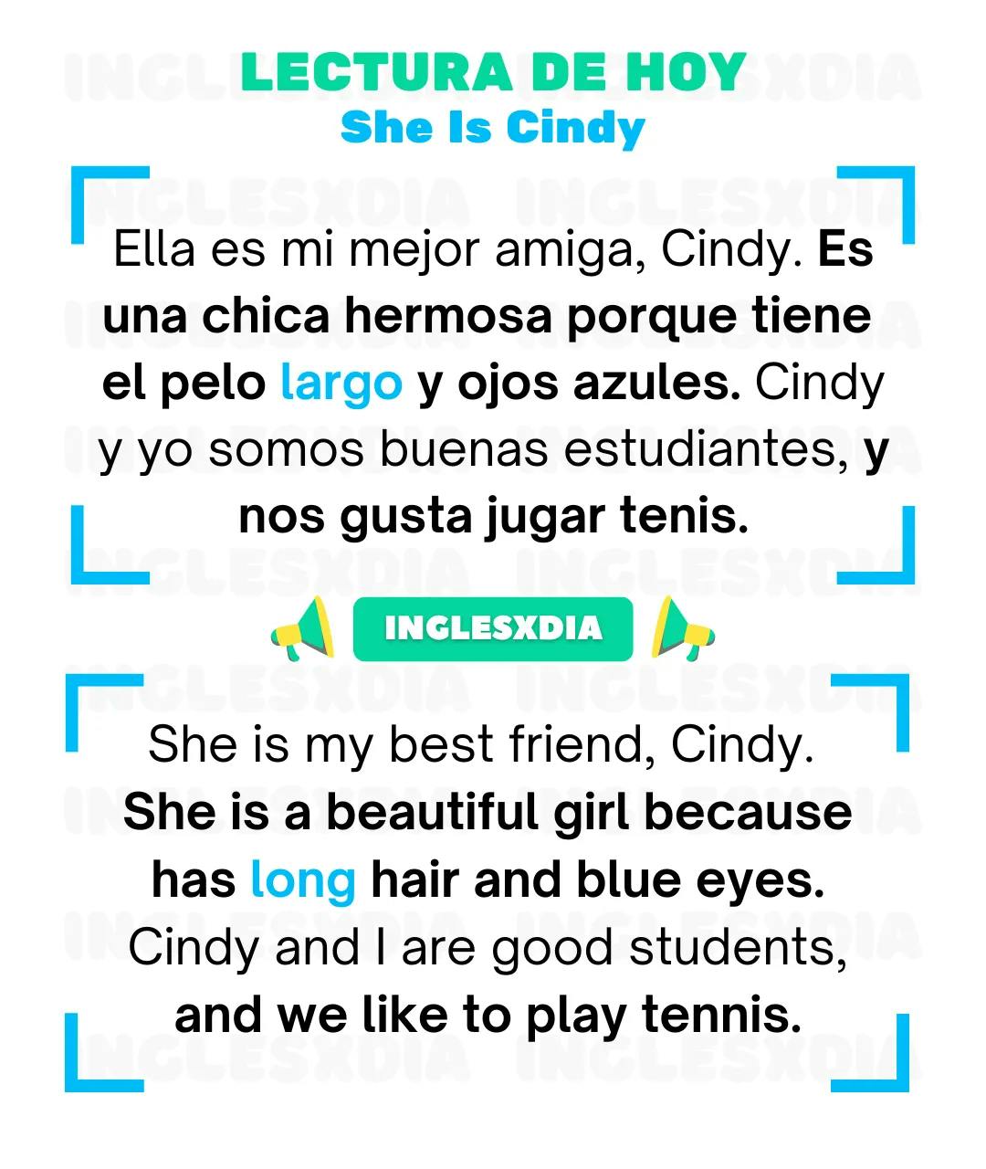 Curso de inglés en línea: Lectura básica · She Is Cindy