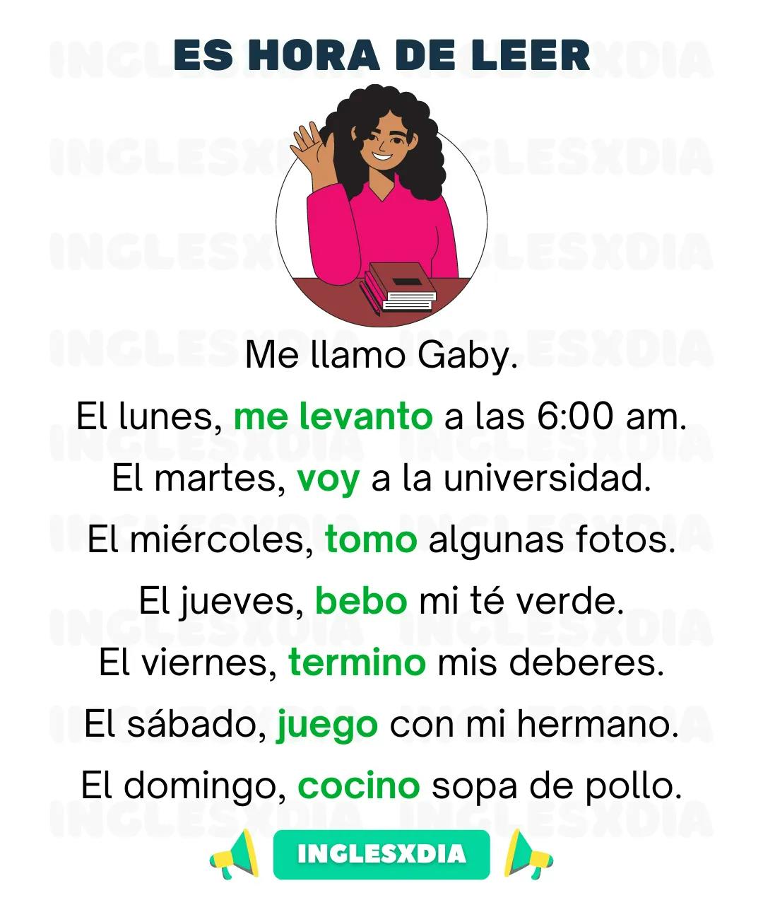 Curso de inglés en línea: Lectura básica · Gaby's routine