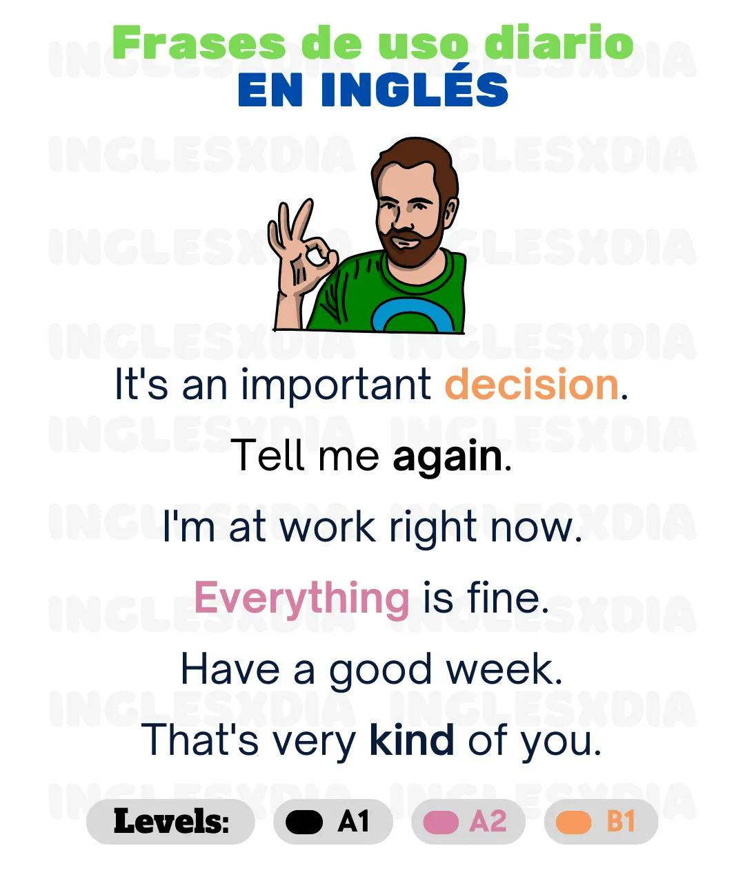 Curso de inglés en línea: frases en inglés de uso diario · Tell me again, everything...