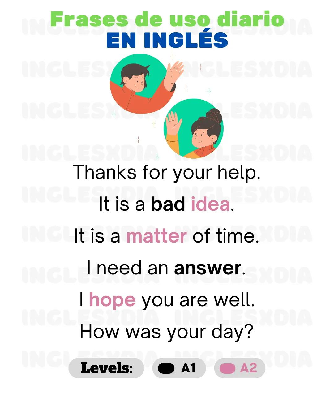 Curso de inglés en línea: frases en inglés de uso diario · Thanks for your help ...