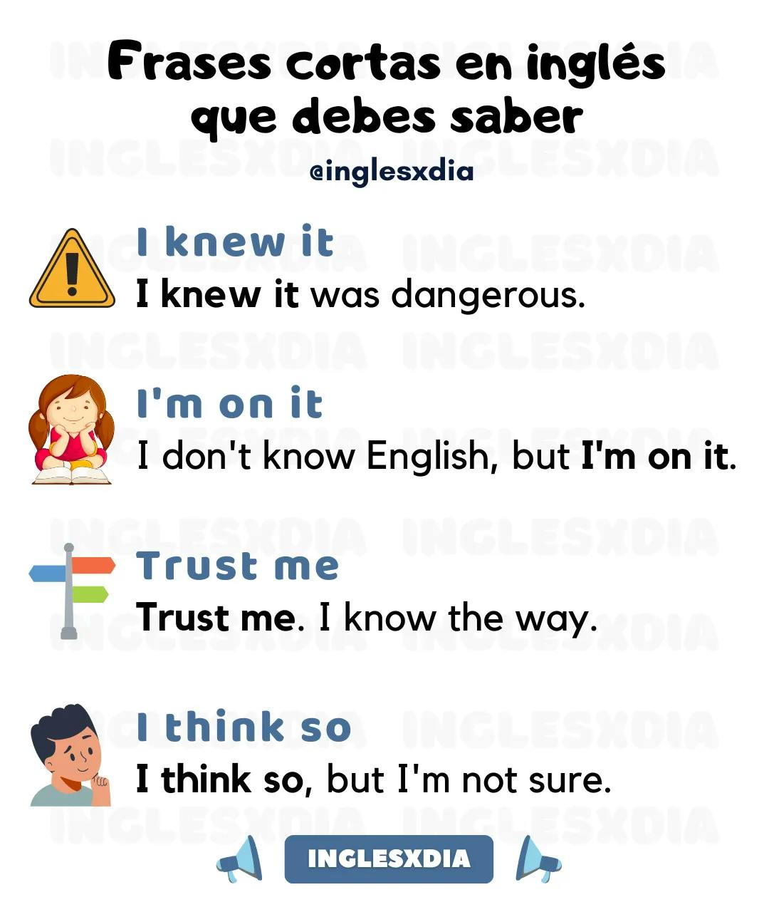 Curso de inglés en línea: frases en inglés y español cortas · Think so, I'm on it...