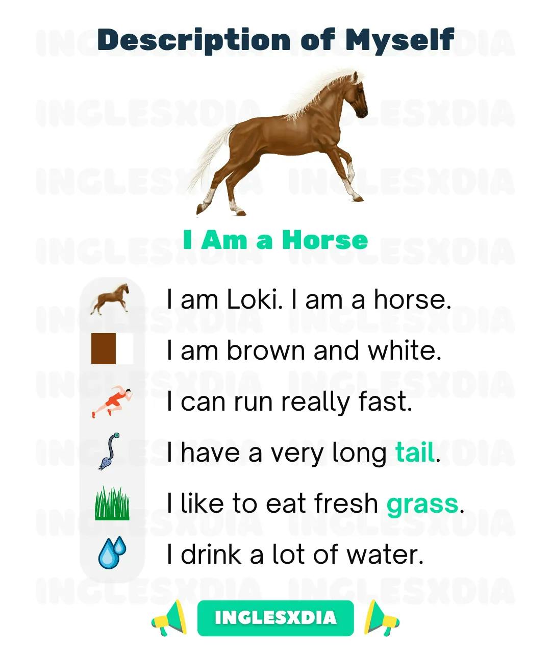 Curso de inglés en línea: Description of Myself · I Am a Horse