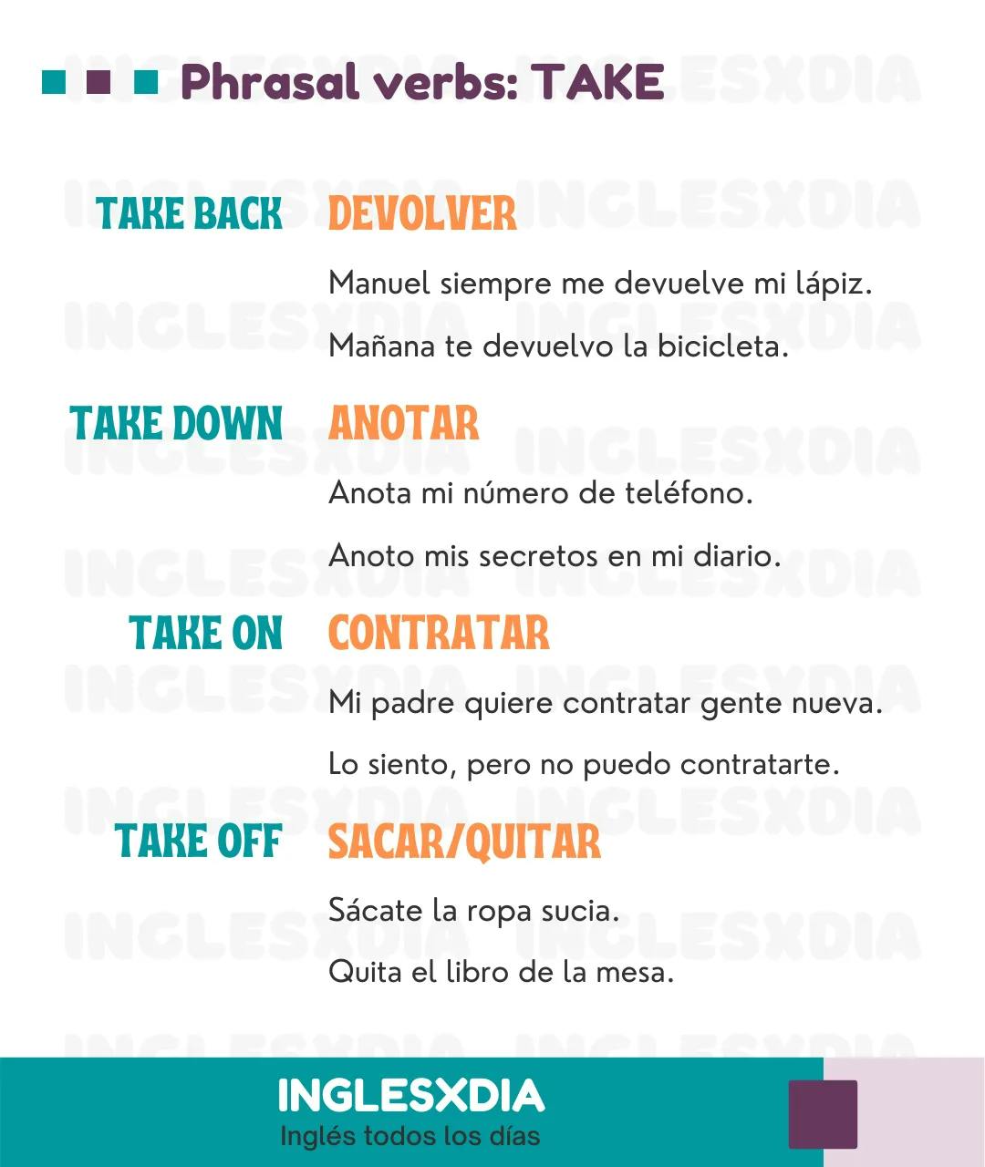 Curso de inglés en línea: phrasal verbs with take