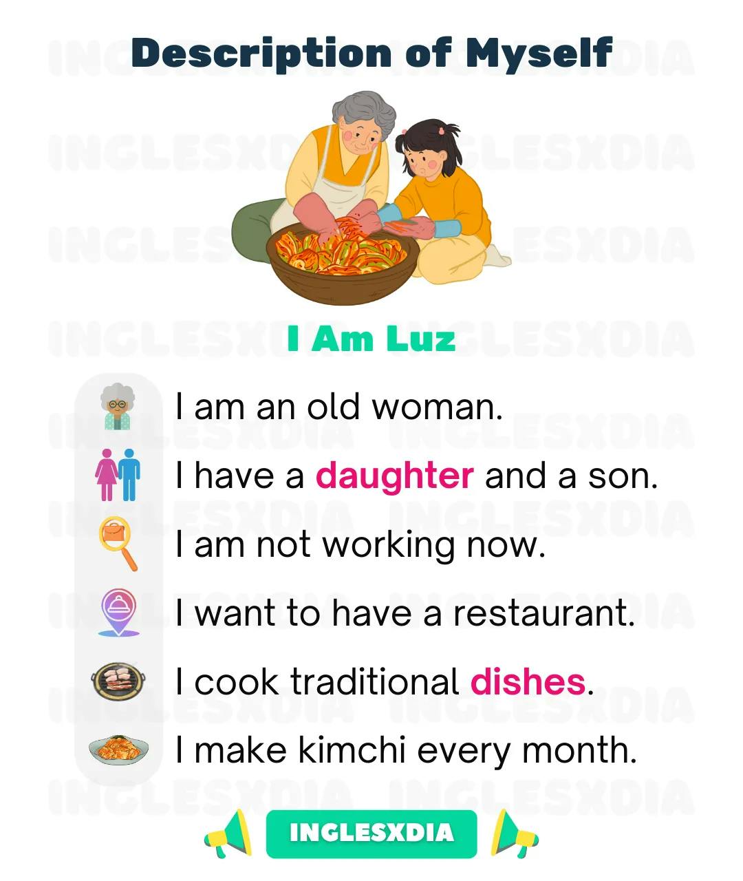 Curso de inglés en línea: Description of Myself · I Am Luz