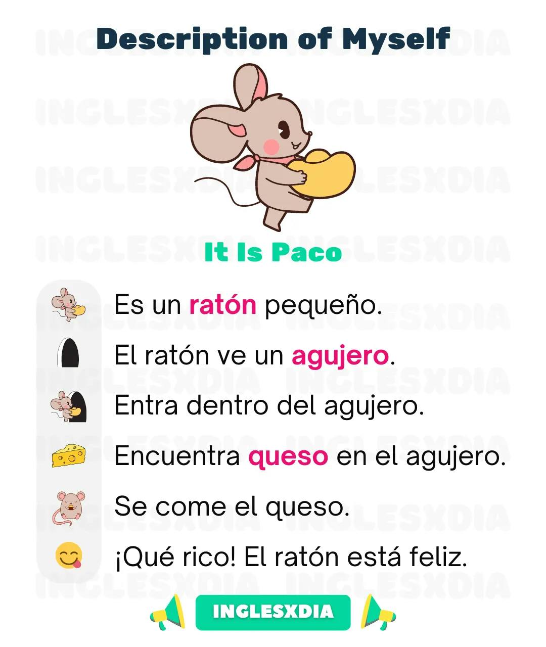 Curso de inglés en línea: Description of Myself · It Is Paco