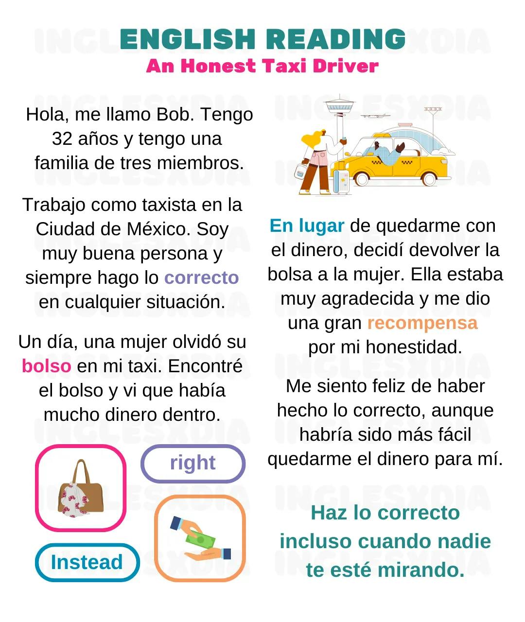 Curso de inglés en línea: Lectura corta · An Honest Taxi Driver
