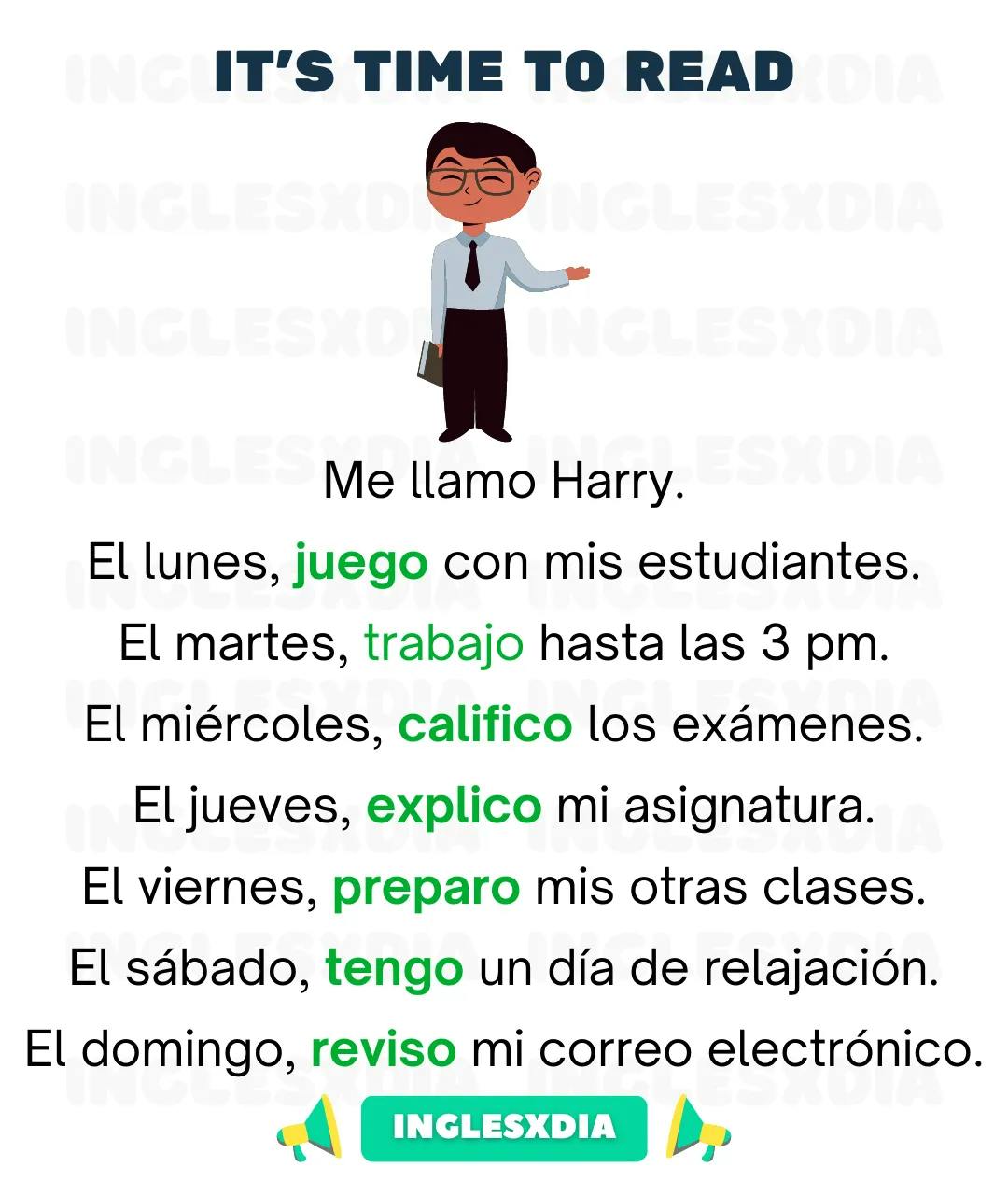Curso de inglés en línea: Lectura básica · Harry's routine
