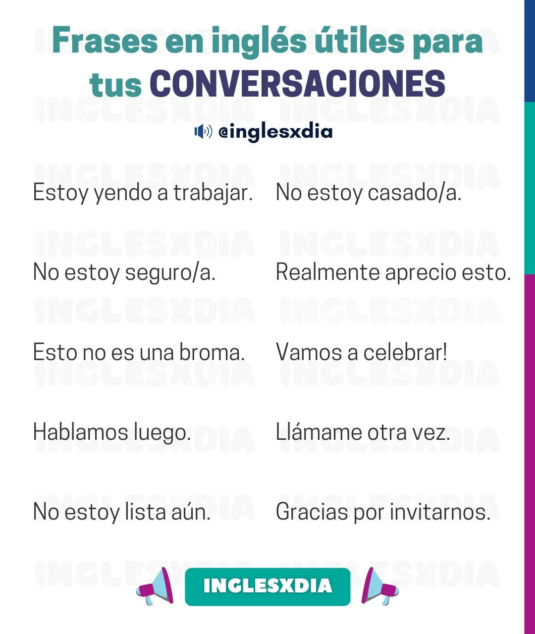 Curso de inglés en línea: frases en inglés y español · I'm going to work, call me again...