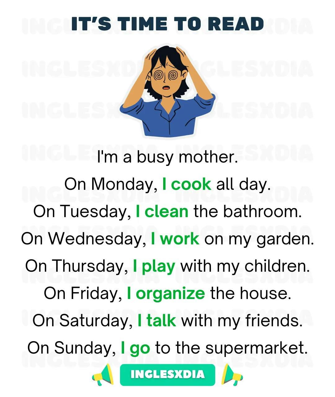 Curso de inglés en línea: Lectura básica · Mother's routine