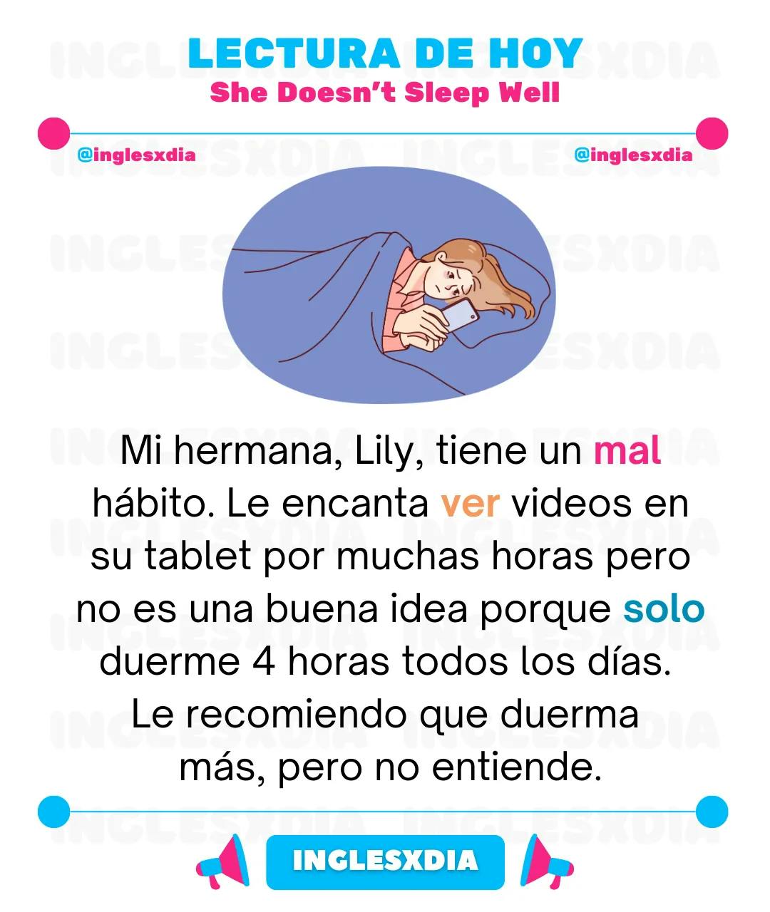 Curso de inglés en línea: Lectura corta · She Doesn't Sleep Well