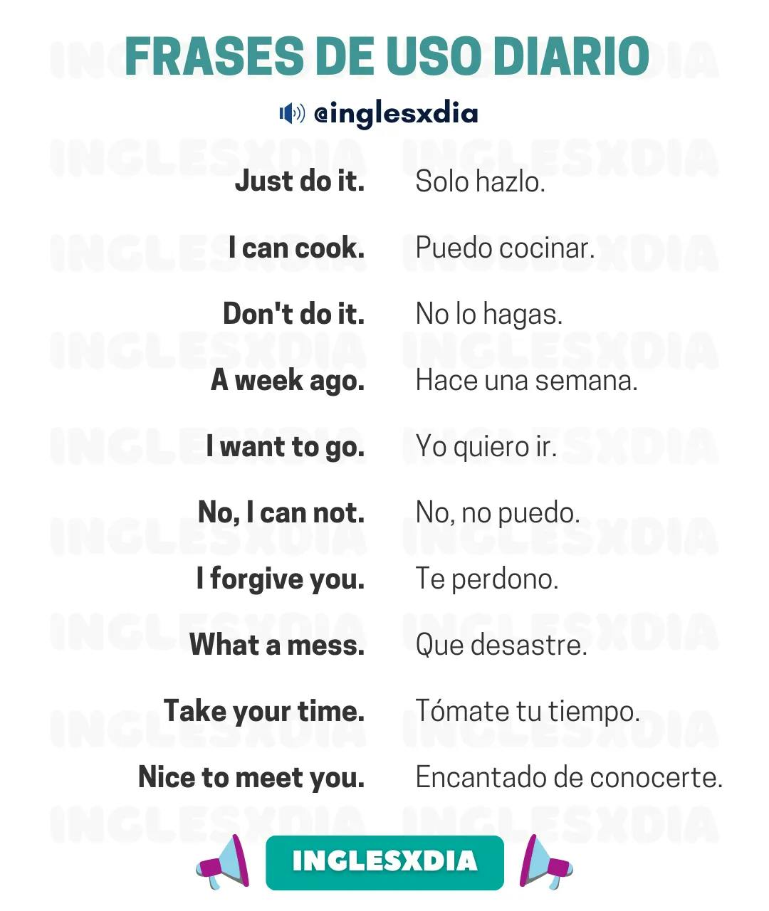 Curso de inglés en línea: frases en inglés y español · I love it, Come on...