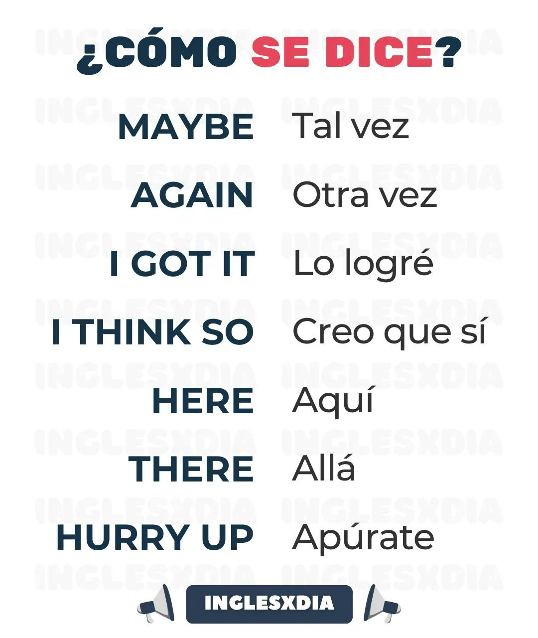 Curso de inglés en línea: frases en inglés y español cortas · Maybe, again ...
